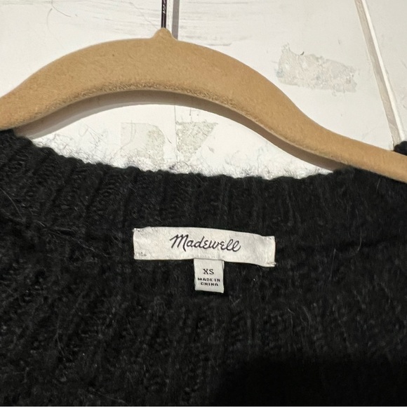 Madewell Charley Crewneck Sweater Black ALPACA Size XS Knit Comfy Fall - Picture 3 of 4